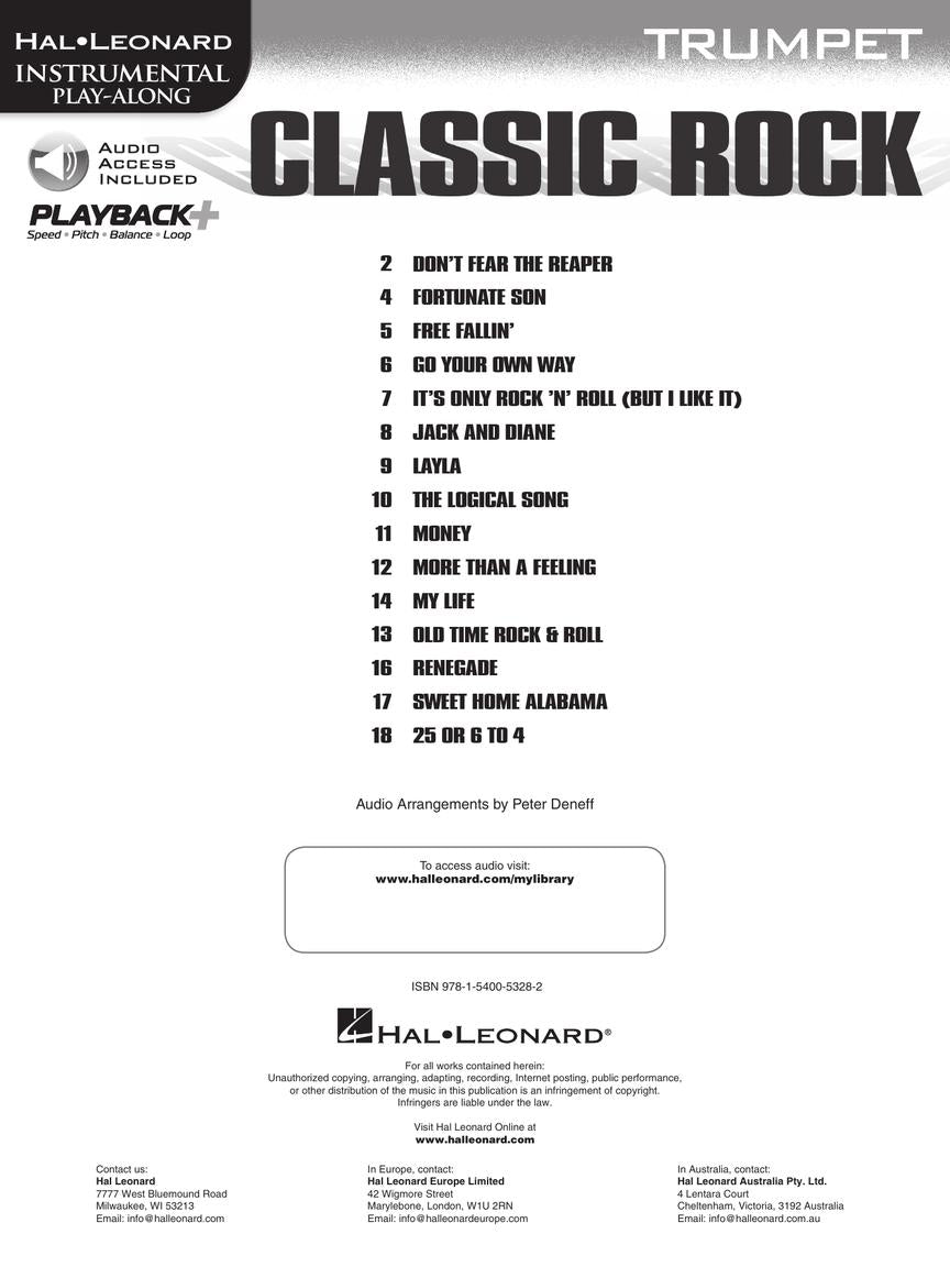 Classic Rock For Trumpet Play Along Book/Ola