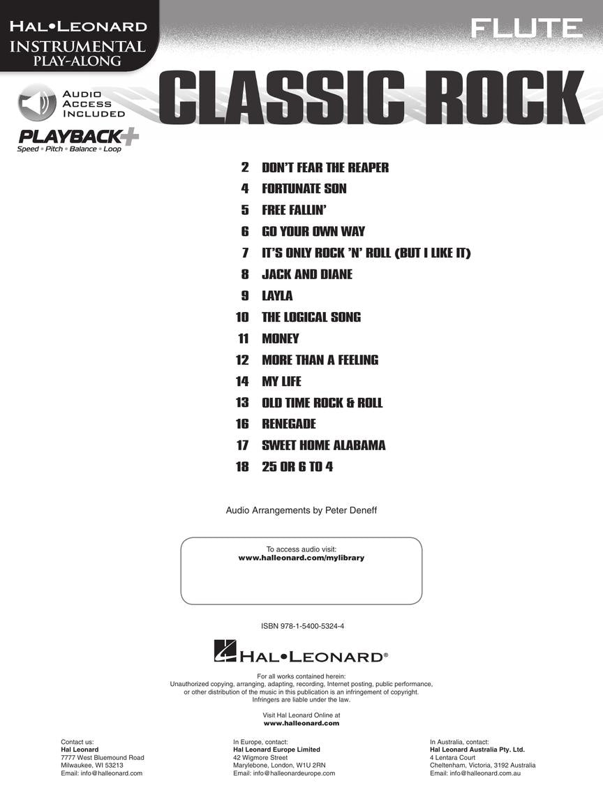 Classic Rock For Flute Play Along Book/Ola