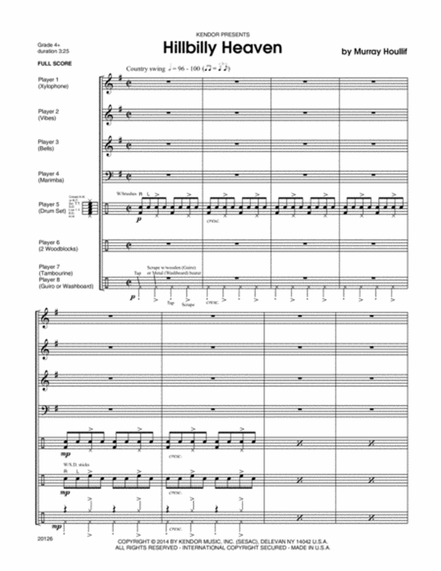 Hillbilly Heaven - Percussion Octet Score/Parts