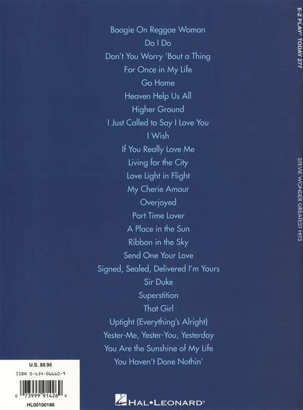 Stevie Wonder Greatest Hits - EZ Play Piano Volume 277 Songbook