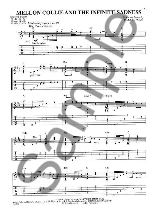 Smashing Pumpkins - Mellon Collie and the Infinite Sadness Guitar Tab Book