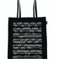 Black Canvas Sheet Music City Shopper Tote Bag with Striped Handles