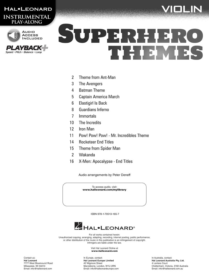 Superhero Themes Instrumental Play Along Violin Book/Ola