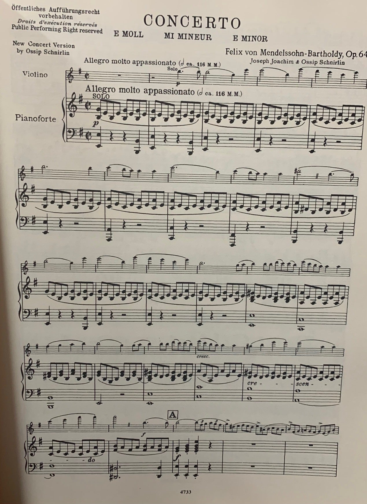 Mendelssohn - Violin Concerto E Minor Op 64 Violin/Piano Book