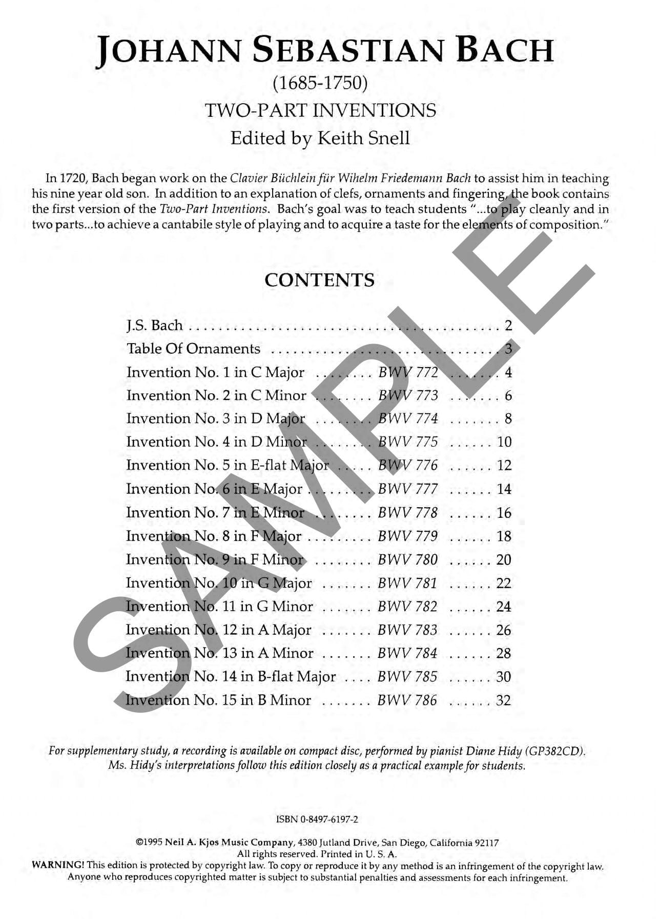 JS Bach - Inventions Two Part Book