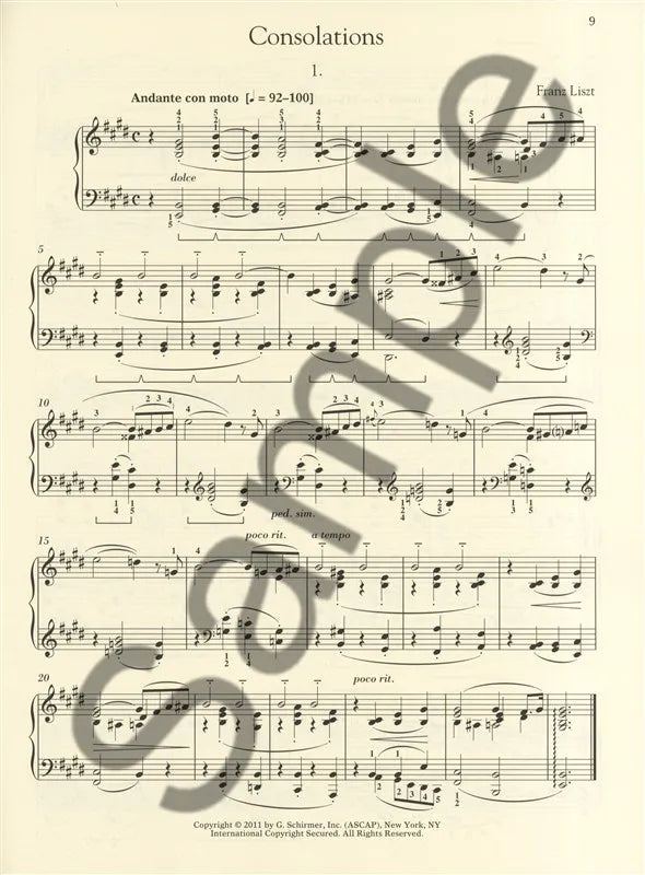 Liszt - Consolations And Liebestraume Piano Bk/Ola Spe