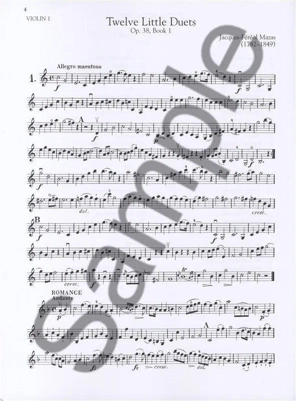 Mazas - 12 Little Duets For 2 Violins Op 38 Books 1 & 2