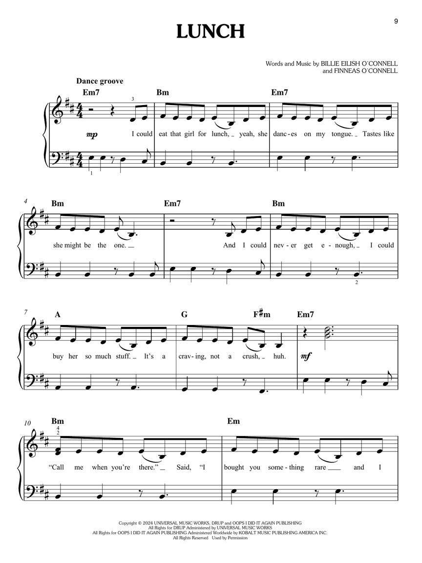 Billie Eilish - Hit Me Hard and Soft Easy Piano Book