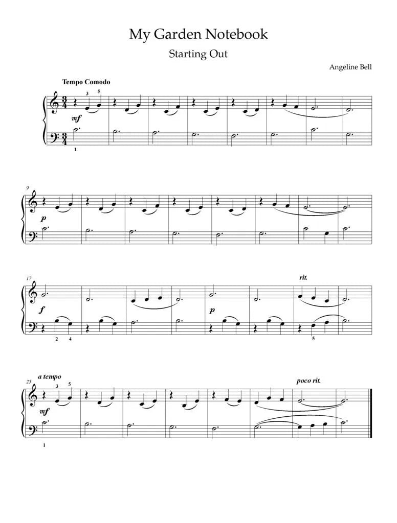 Angeline Bell - My Garden Notebook For Piano Book