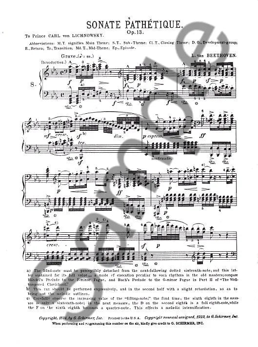 Beethoven - Sonata Op 13 Piano Pathetique Sheet Music