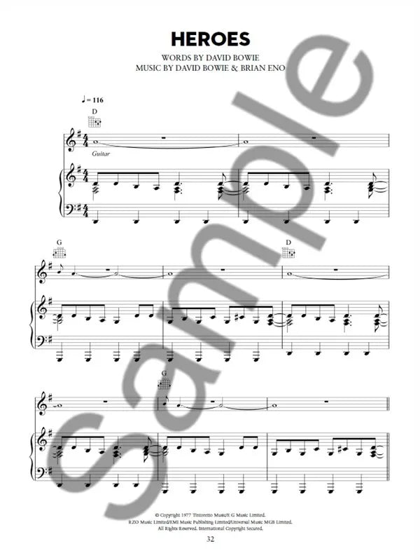 David Bowie 1947-2016 Commemorative Piano Vocal Guitar Songbook
