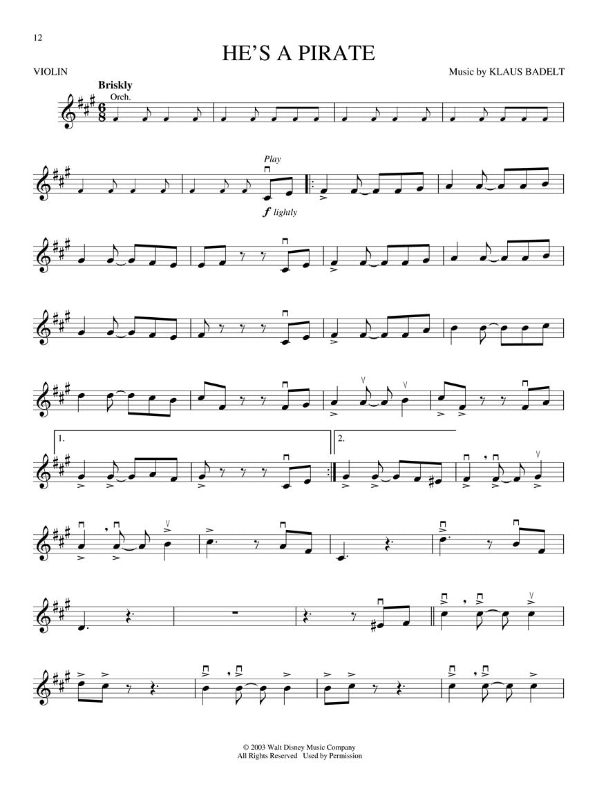 Pirates Of The Caribbean For Violin Play Along Book/Ola
