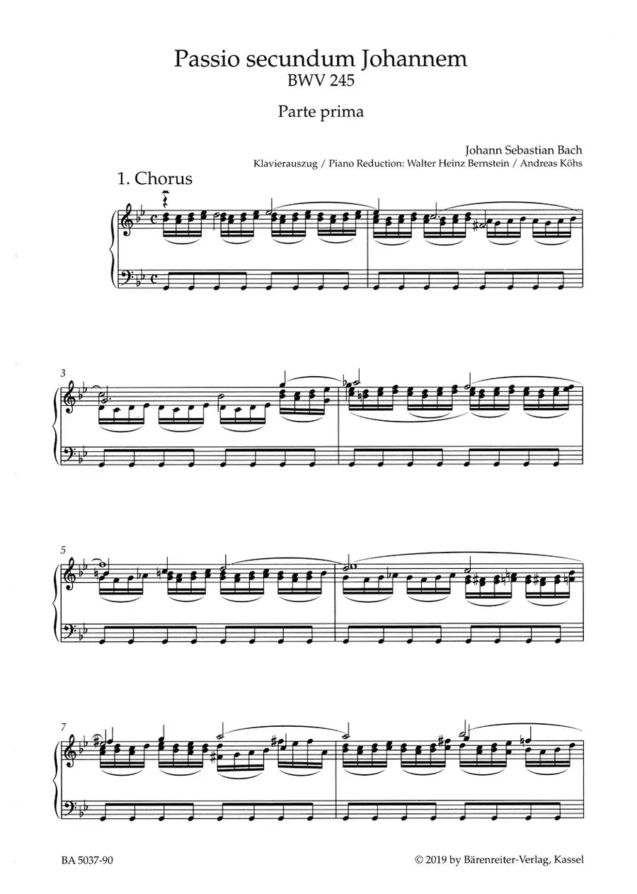 JS Bach - Saint John Passion Urtext Edition (BWV 245) Vocal Score Book