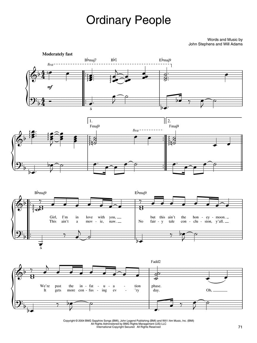 Beautiful Pop Ballads For Easy Piano