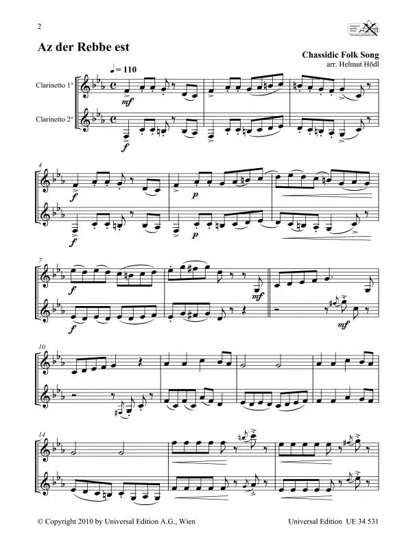 Klezmer Clarinet - Duets Book