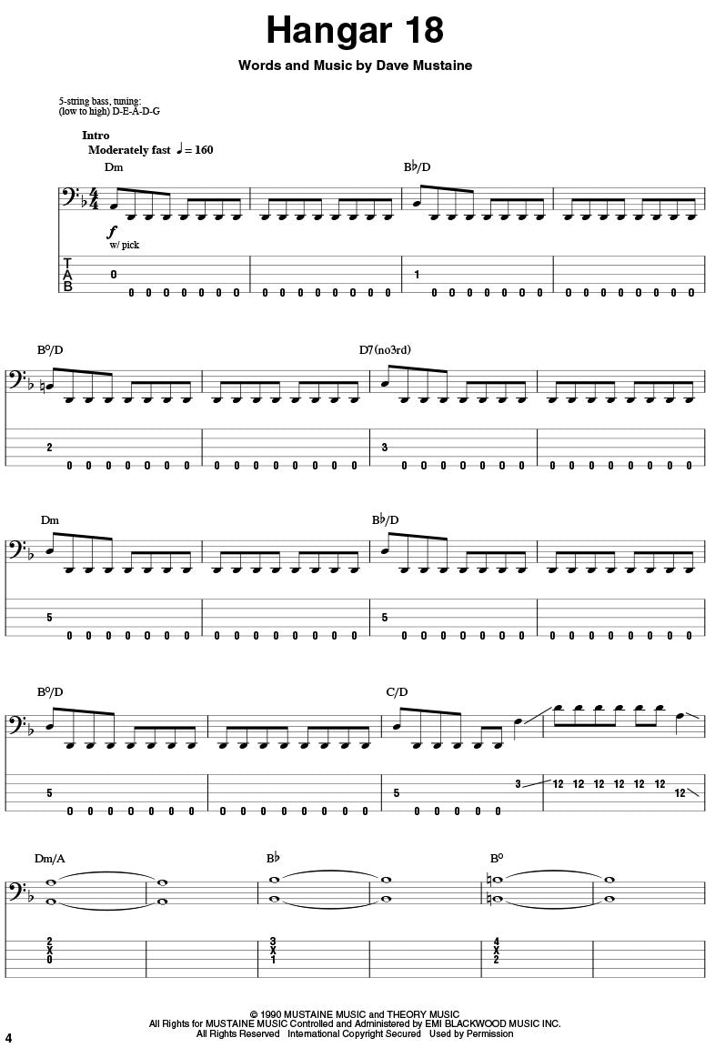 Megadeth Bass Play Along V44 B/Cd