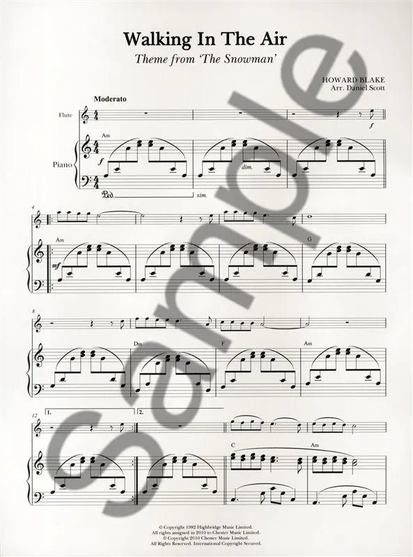 Walking In The Air (Theme from the Snowman) - Flute & Piano Sheet Music Book