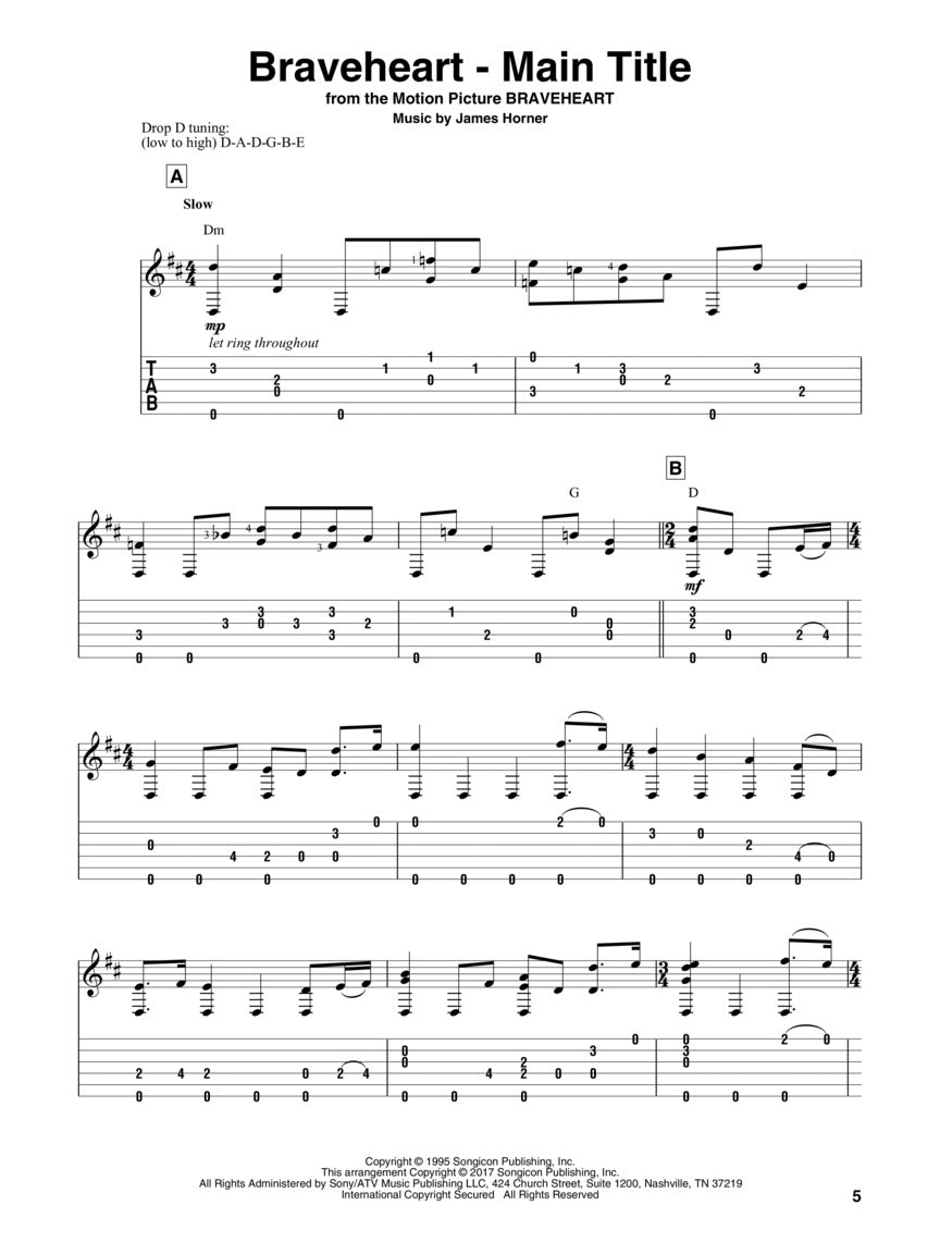 Fingerpicking Film Score Music Guitar Tab Book