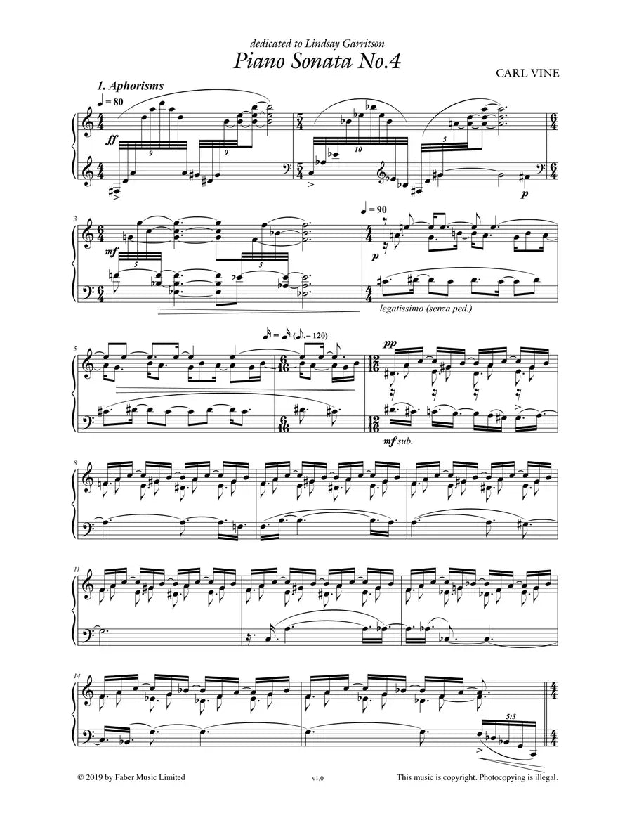 Carl Vine - Piano Sonata No 4 Book