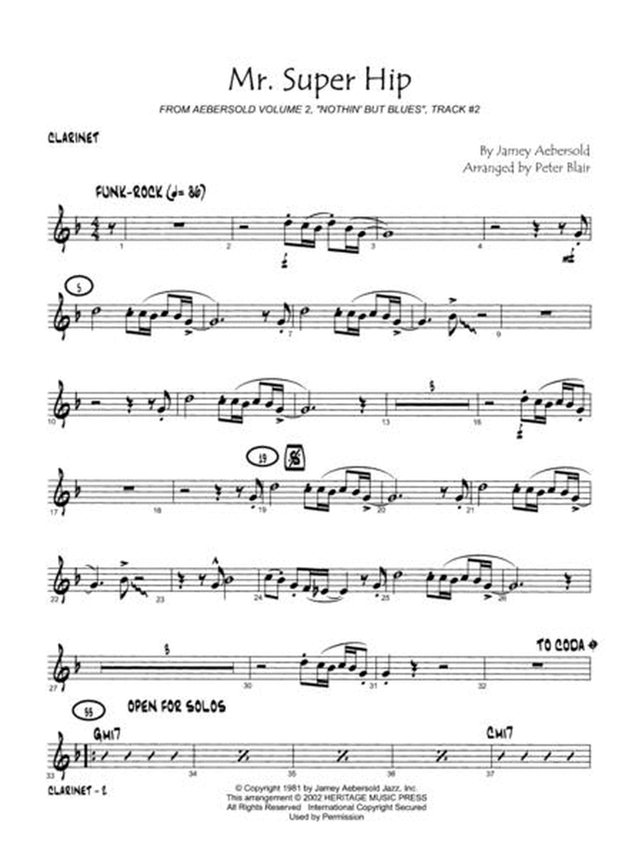 Aebersold Jazz Ensemble Volume 1 Clarinet Book