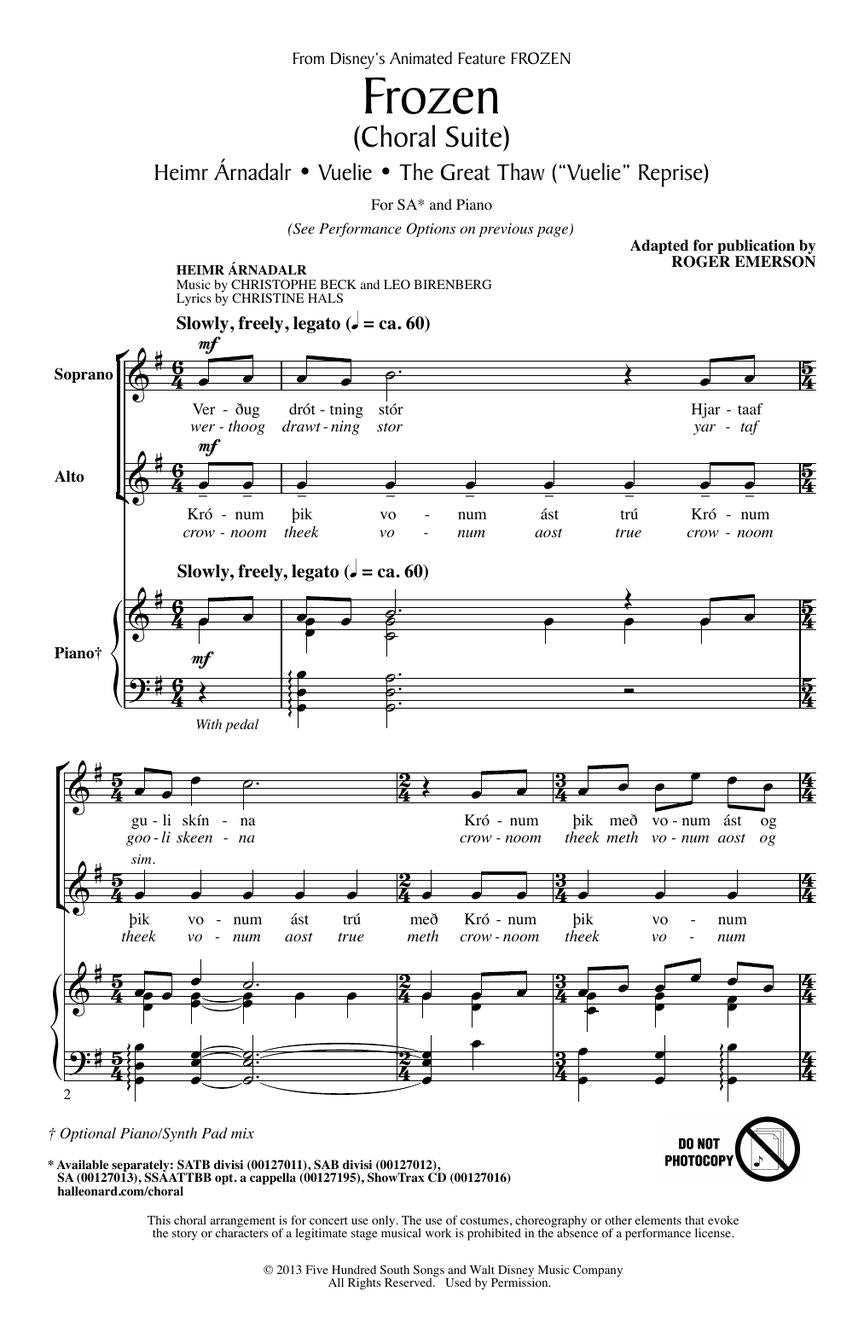 Frozen Choral Suite Sa Divisi