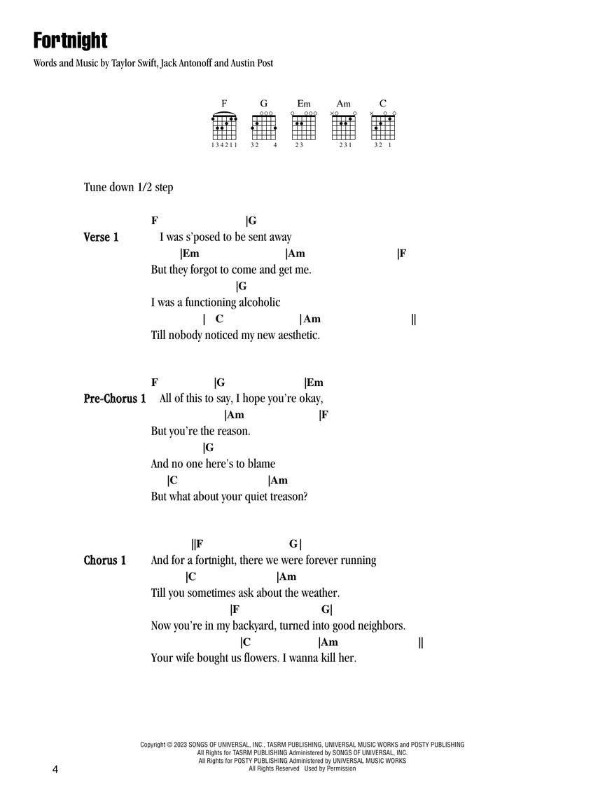 Taylor Swift - The Tortured Poets Department: Guitar & Vocal Anthology Book