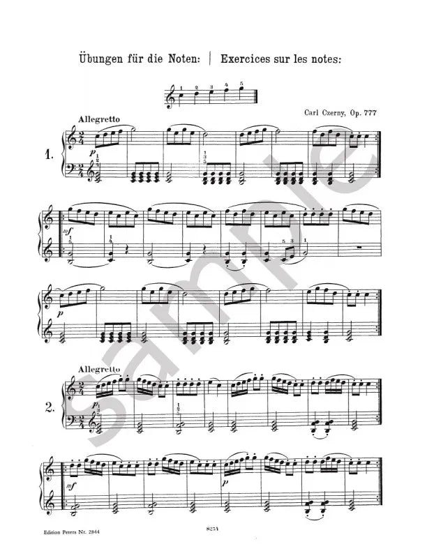 Czerny - 24 Five Finger Exercises Op 777 Piano Book