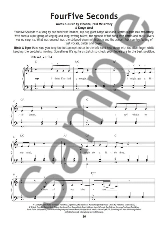 Really Easy Piano - Chart Hits 1 Book (Autumn/Winter 2015)