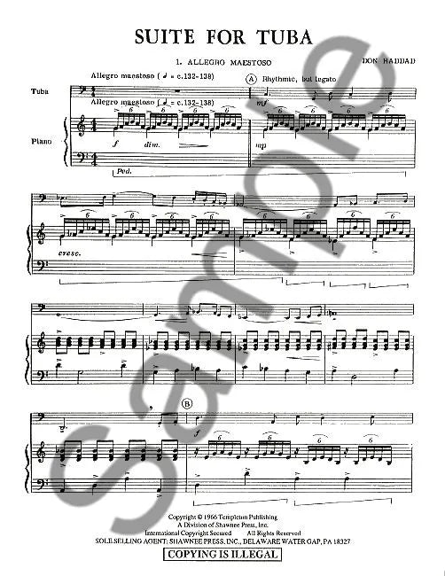 Don Haddad - Suite For Tuba in C (Bass Clef ) Sheet Music
