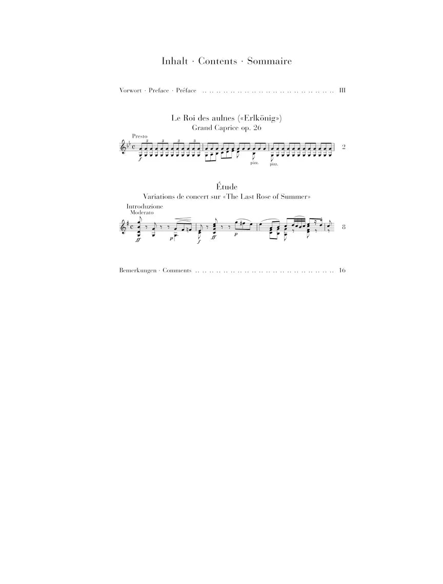 Ernst- Erlkonig (After Schubert) & Last Rose Of Summer Violin Solo Book (Urtext Edition)