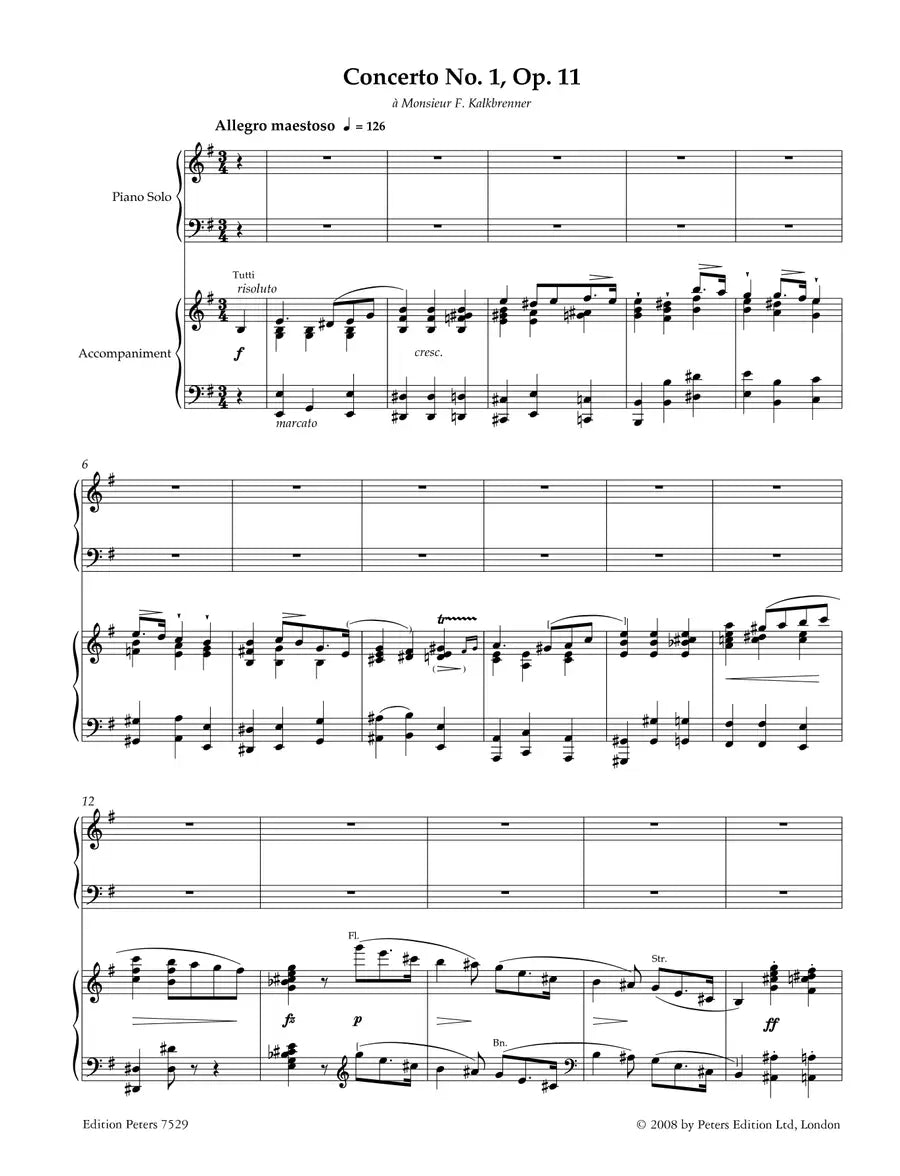 Chopin - Concerto No 1 Op 11 E Minor - 2 Piano 4 Hands Book (Urtext Edition)