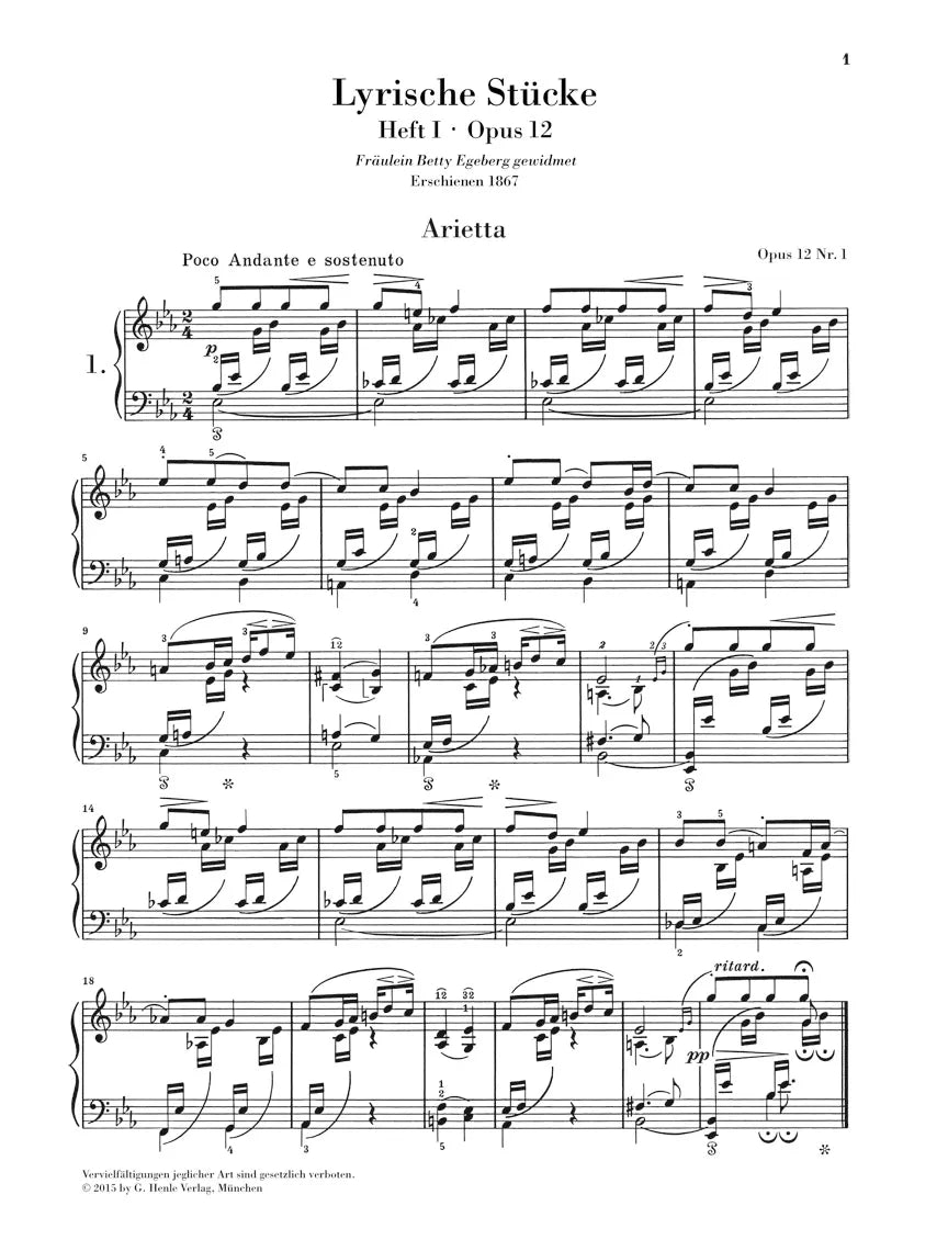 Grieg - Complete Lyric Pieces Urtext Edition Book