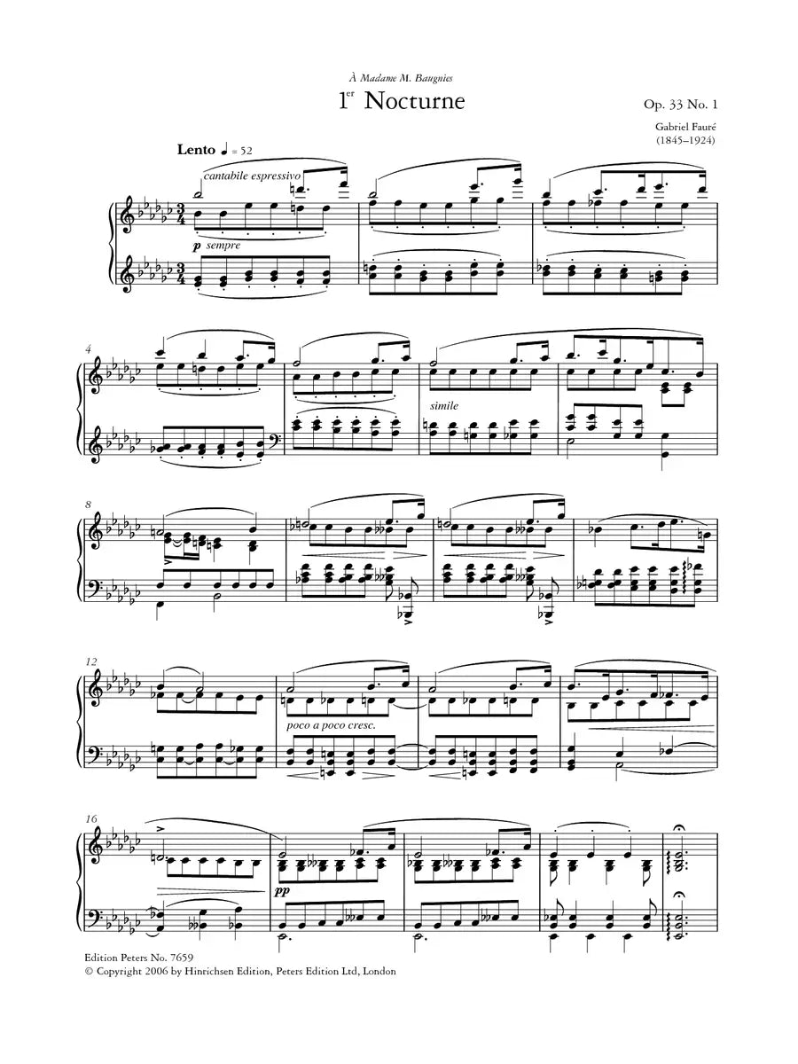 Gabriel Faure - 13 Nocturnes for Piano Book (Urtext Edition)