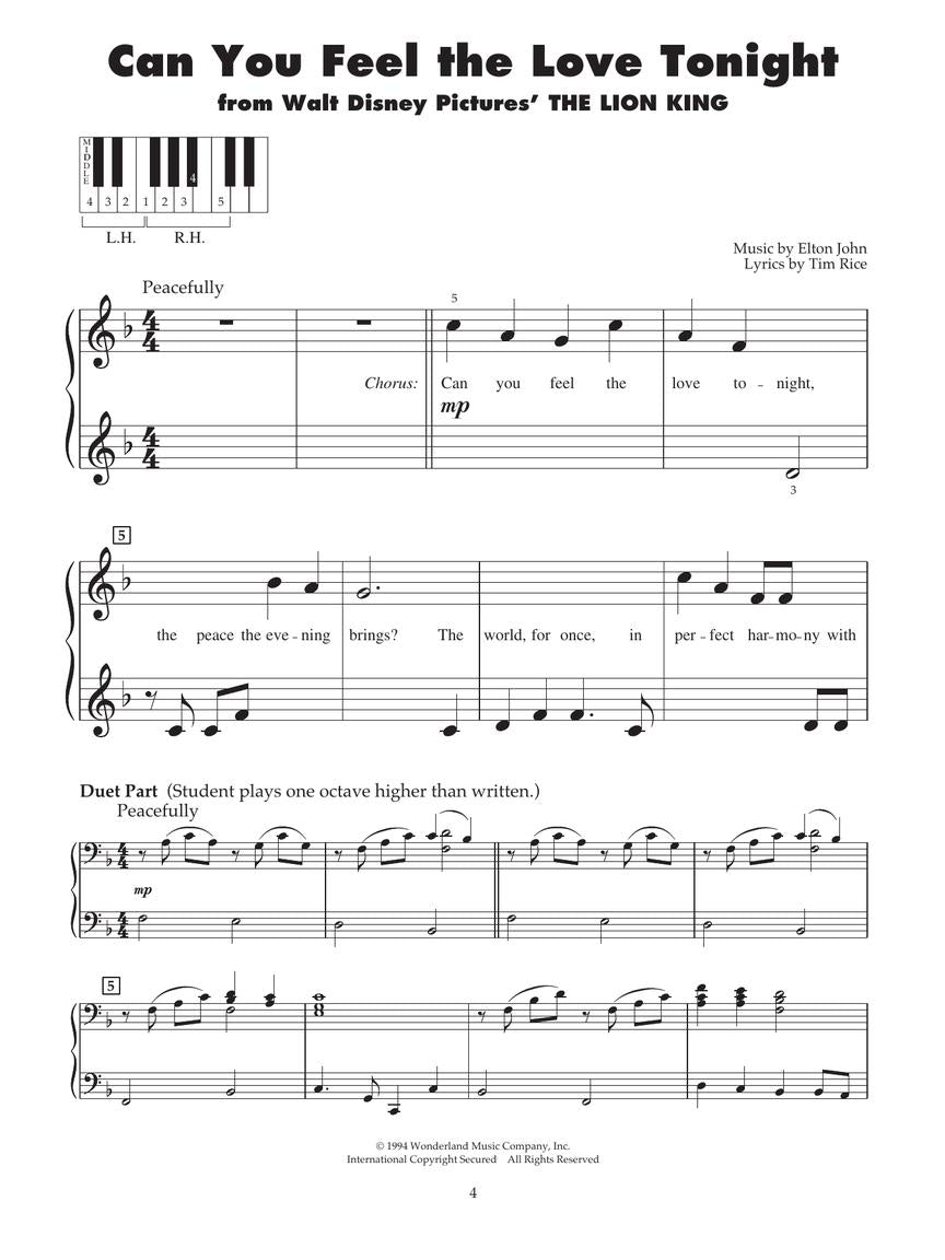 Disney Tunes For 5 Finger Piano Songbook