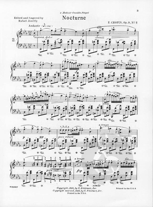 Chopin - Nocturne Op 9 No 2 E Flat Major Piano Sheet Music