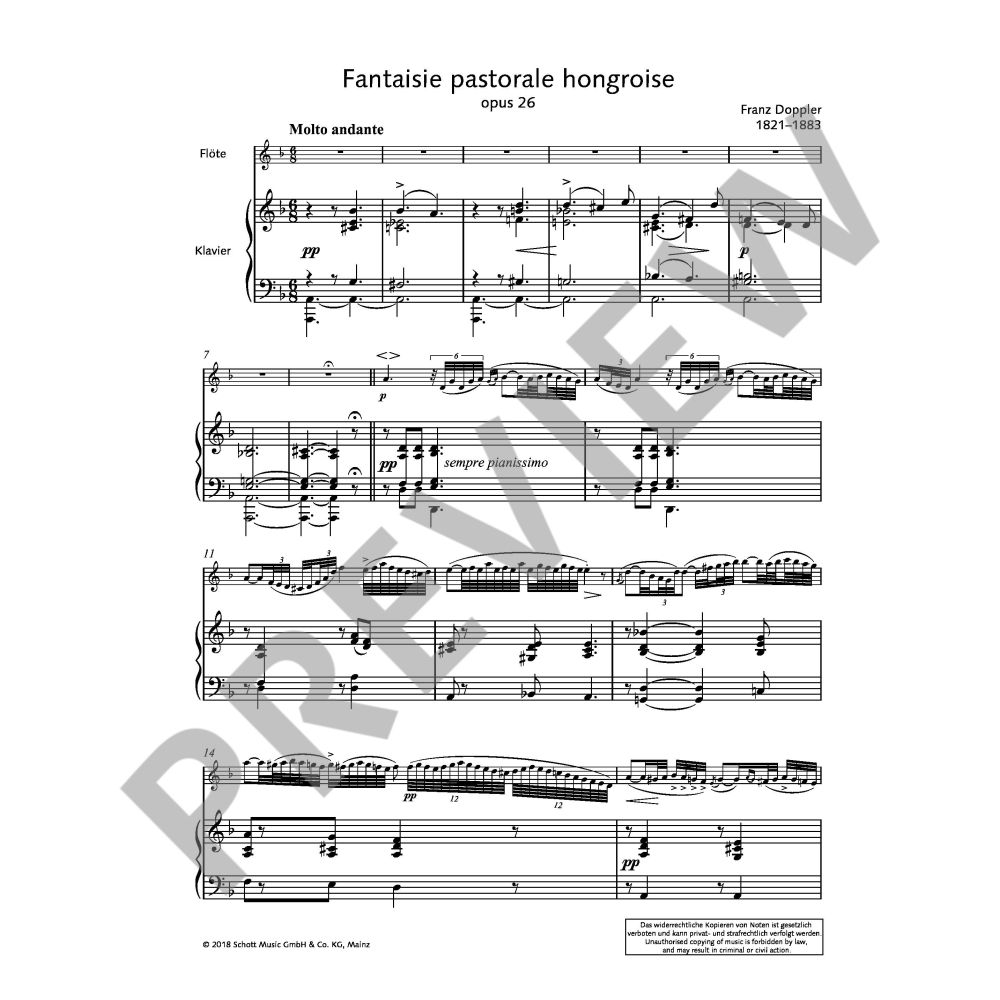 Albert Franz Doppler - Hungarian Pastoral Fantasy Op 26 Flute/Piano Book
