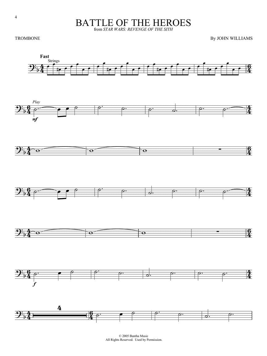 Star Wars Instrumental Play Along Trombone Book/Ola