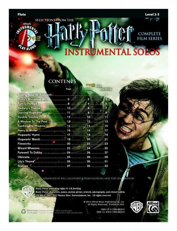 Harry Potter Instrumental Solos For Flute Bk/Ola