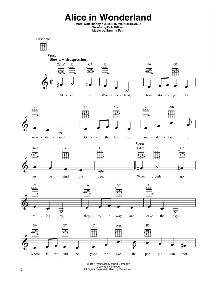 Disney Songs For Ukulele Book