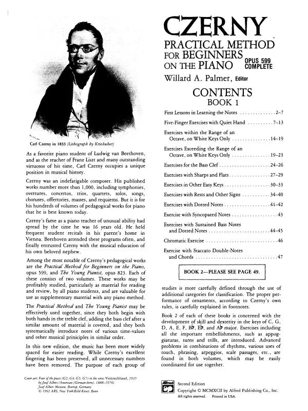 Carl Czerny - Practical Method For Beginners On The Piano Op 599 Book