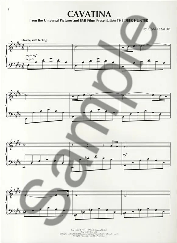 Cavatina Theme From The Deer Hunter - Piano Solo Sheet Music