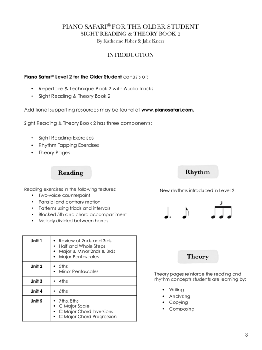 Piano Safari - Older Student Sight Reading and Theory Spiral Bound Book 2