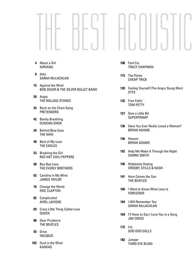 More Of The Best Acoustic Rock Songs Ever - Piano/Vocal/Guitar Songbook (65 Songs)