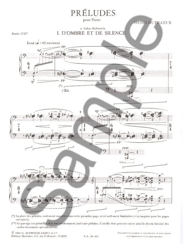 Henri Dutilleux - 3 Preludes Piano Book