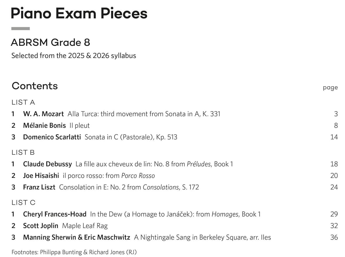 ABRSM Piano Exam Pieces - Grade 8 (2025-2026)
