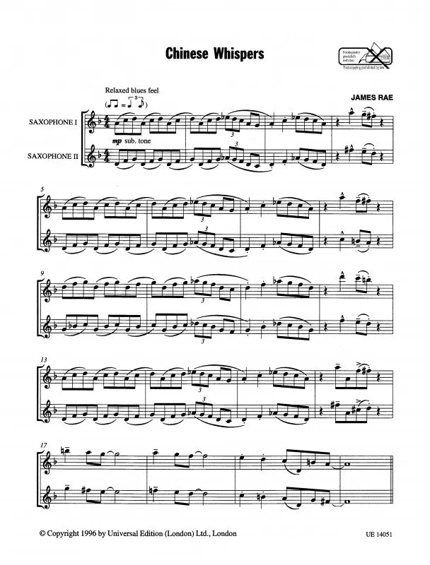 James Rae - Blue Saxophone Duets Book