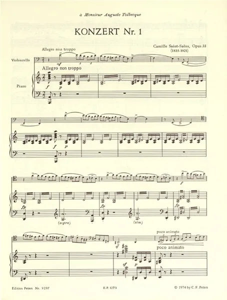 Saint-Saens - Concerto No 1 A Minor Op 33 Cello/Piano