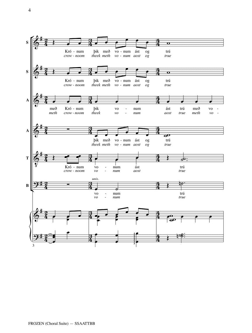 Frozen Choral Suite Ssaattbb Authentic