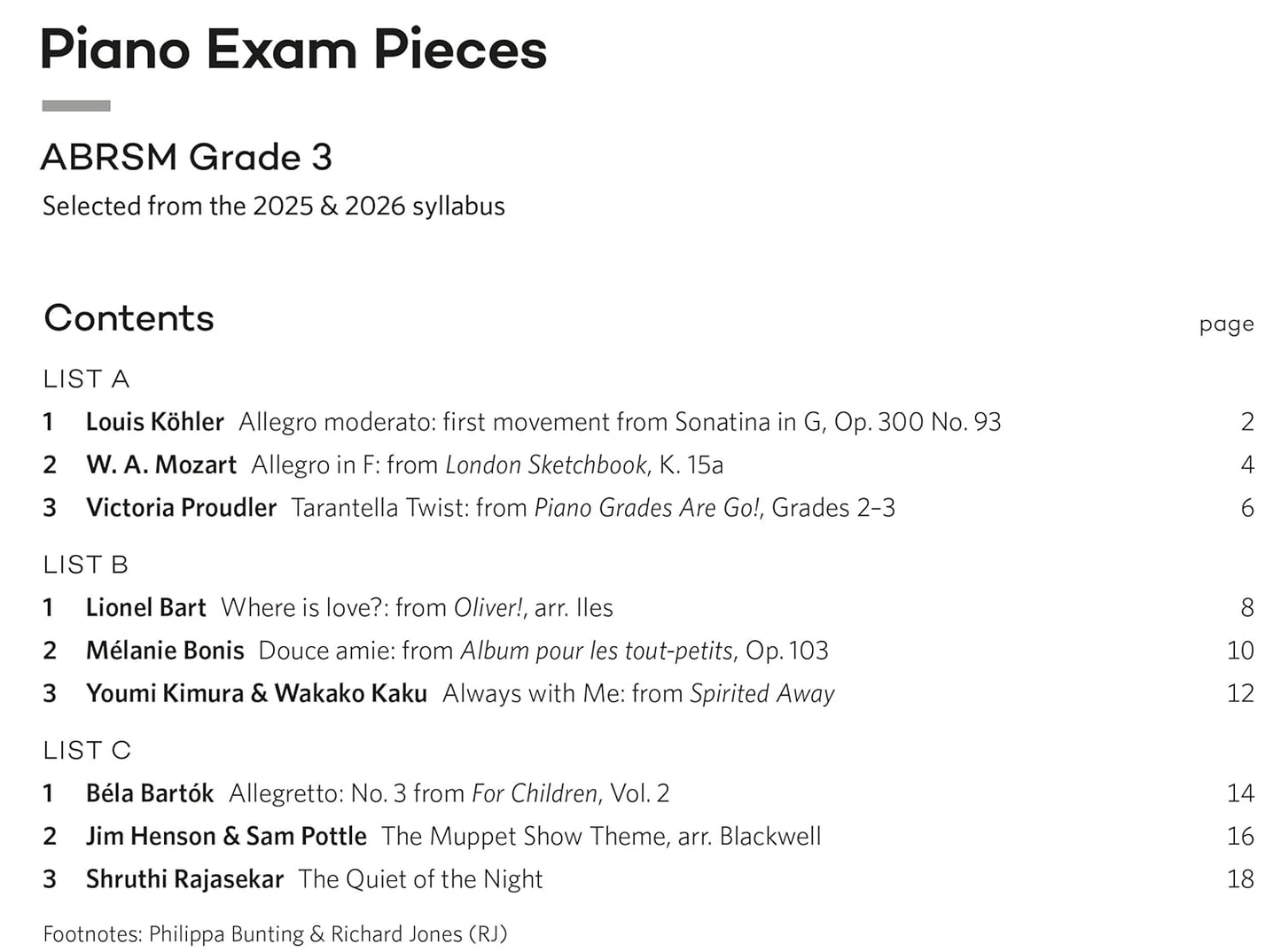 ABRSM Piano Exam Pieces - Grade 3 Book (2025-2026)