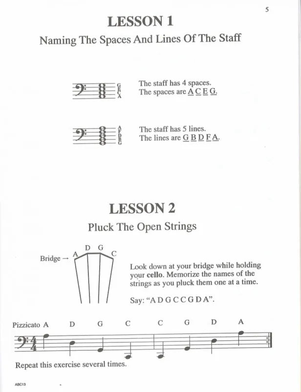 The ABC's of Cello for the Absolute Beginner Book 1 (Book/Audio/Sheets)